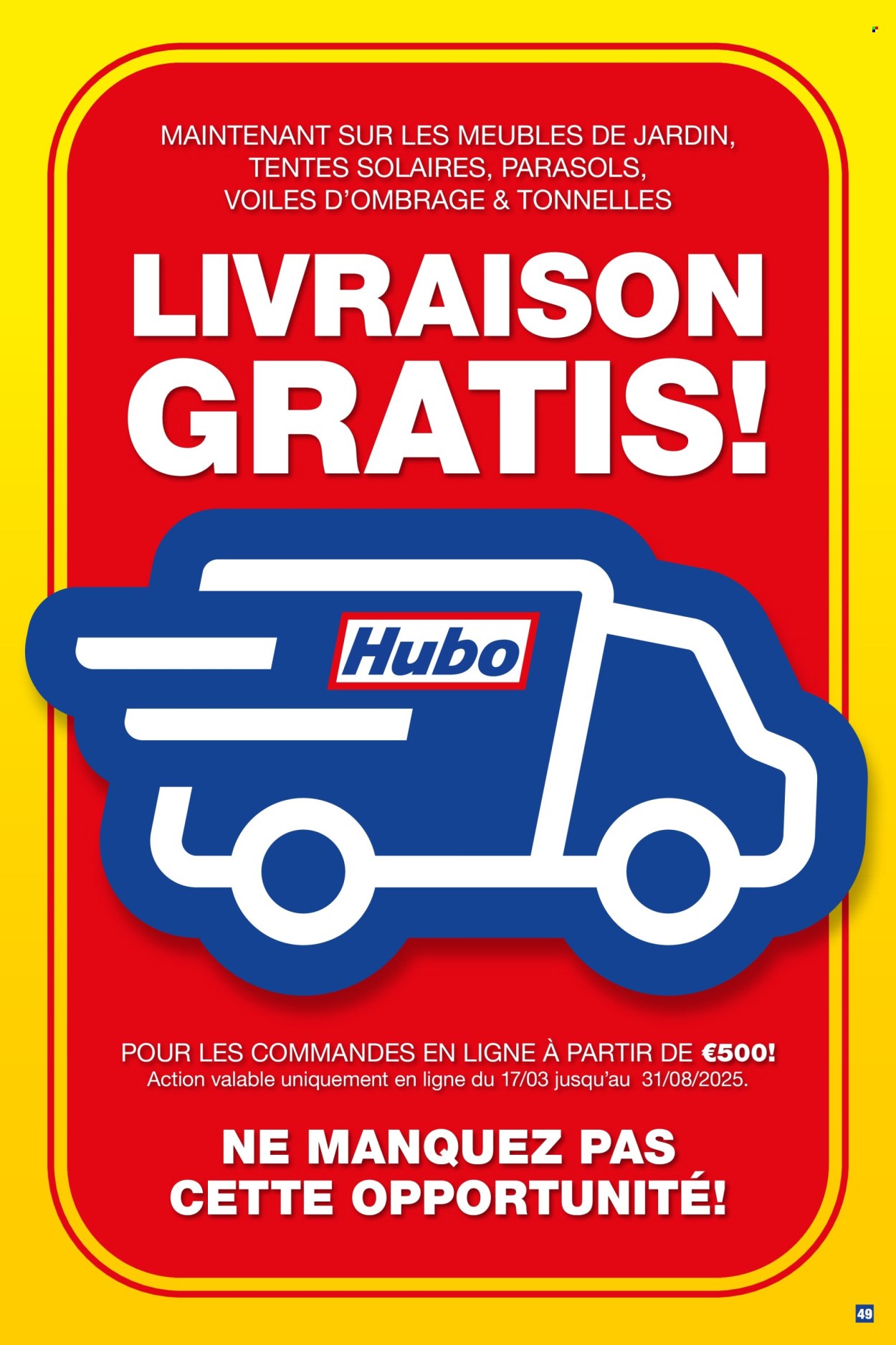 Hubo-aanbieding  - 26.3.2025 - 31.7.2025. Pagina 49.