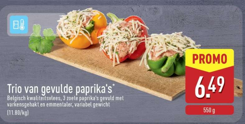 Trio van gevulde paprika's