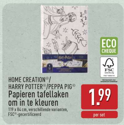 HOME CREATION®/HARRY POTTER®/PEPPA PIG® Papieren tafellaken om in te kleuren