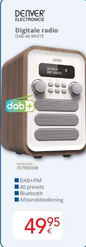 DENVER ELECTRONICS Digitale radio DAB-48 WHITE
