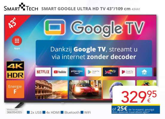 SMART GOOGLE ULTRA HD TV 43"/109 cm 43VA1