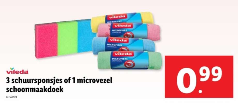 Vileda 3 schuursponsjes of 1 microvezel schoonmaakdoek