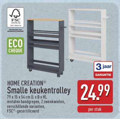 HOME CREATION® Smalle keukentrolley