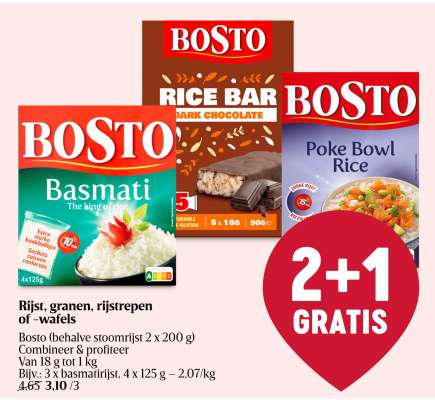 Bosto Rijst, granen, rijstrepen of -wafels